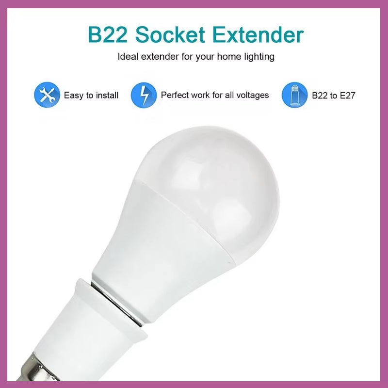 B22 to E27 Adapter Screw Bulb Adapter Converter Led Lamp Holder Conversion Bulb Base Lighting Accessories B2