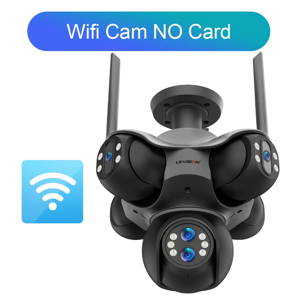 LS VISION 30MP 5 Screens Outdoor WiFi Camera 10X Optical Zoom 5 PTZ Security IP Cam Human Auto Tracking Surveillance CCTV Camera