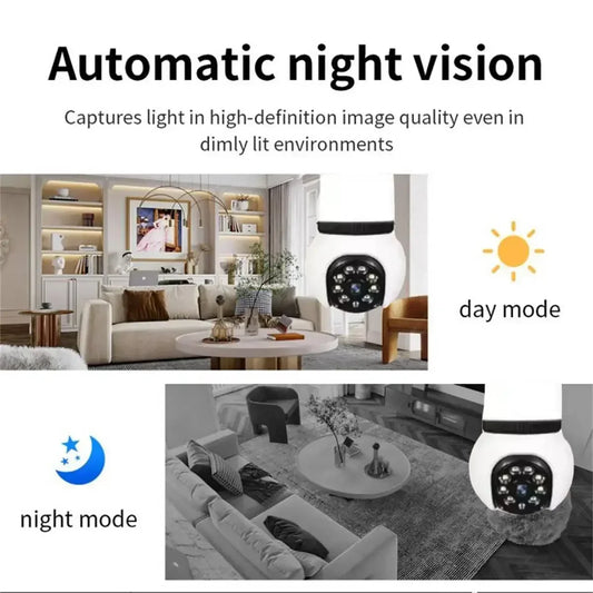 8MP Bulb Wireless Camera LED Bulb& Cameras 2in1 WiFi Two-way Audio Security Surveillance CCTV Security PTZ Cam Smart Tracking