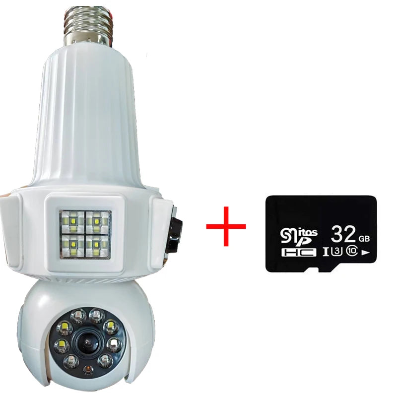 Three Lens Triple Screen 6MP Wireless Wifi Light Bulb Camera V380Pro 360°  PTZ Bulb Camera Home Security CCTV Baby Monitor