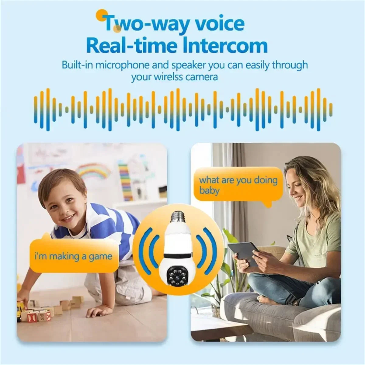 Advanced 8MP E27 Bulb Wireless Camera with Two-Way Audio and Smart Tracking for Ultimate Home Security