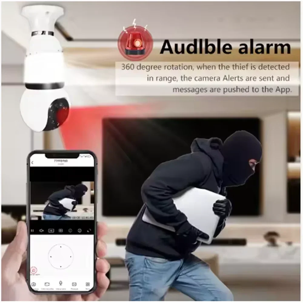 Advanced 8MP E27 Bulb Wireless Camera with Two-Way Audio and Smart Tracking for Ultimate Home Security