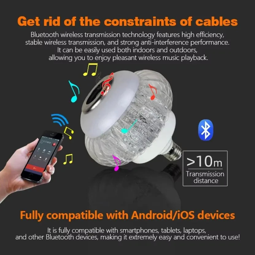 RGB Music Light Bulb White Light Color Remote Control Atmosphere Light Bulb with Speaker Smart Bluetooth E27 LED Bulbs