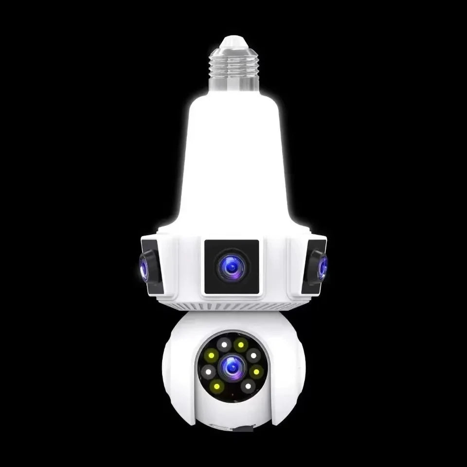 Three Lens Triple Screen 6MP Wireless Wifi Light Bulb Camera V380Pro 360°  PTZ Bulb Camera Home Security CCTV Baby Monitor