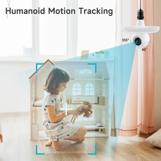 2IN1 Wireless Bulb Camera 2K WiFi Smart Home Security Camera Spotlight Wireless Surveillance Protection Camera Smart Lamp Light