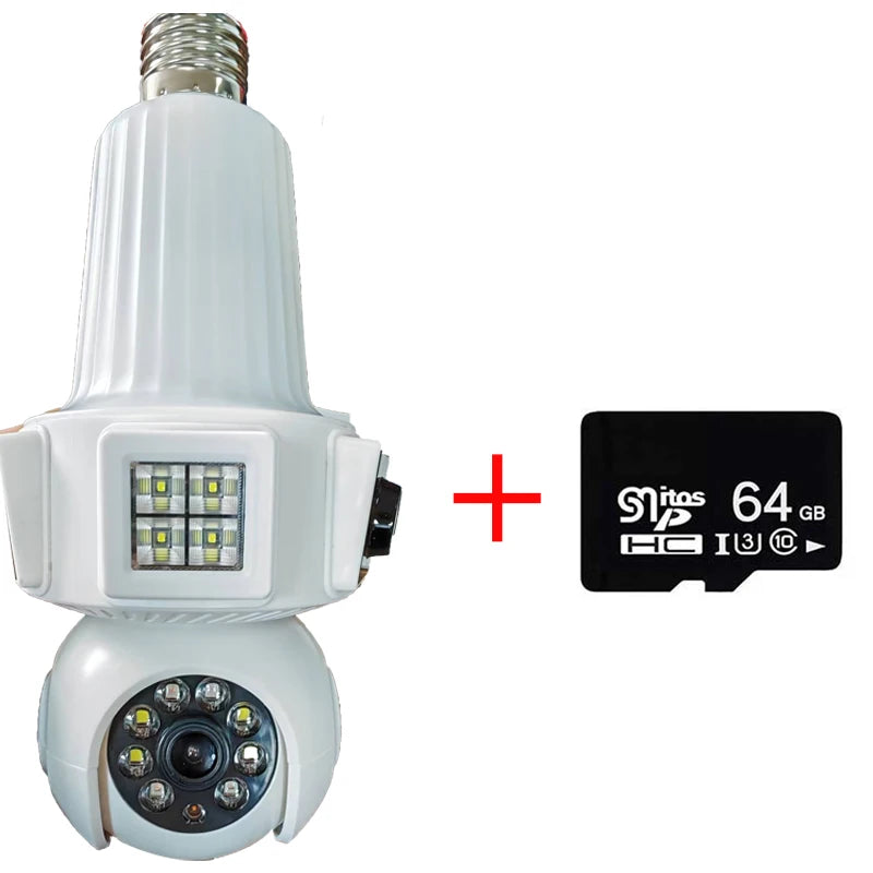 Three Lens Triple Screen 6MP Wireless Wifi Light Bulb Camera V380Pro 360°  PTZ Bulb Camera Home Security CCTV Baby Monitor