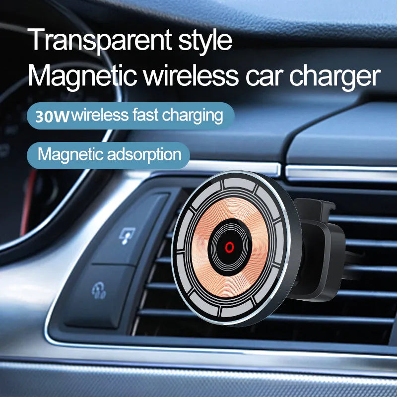 Revolutionary 30W Magnetic Wireless Car Charger & Phone Holder for iPhone 15-11 - Fast Charging Made Easy!
