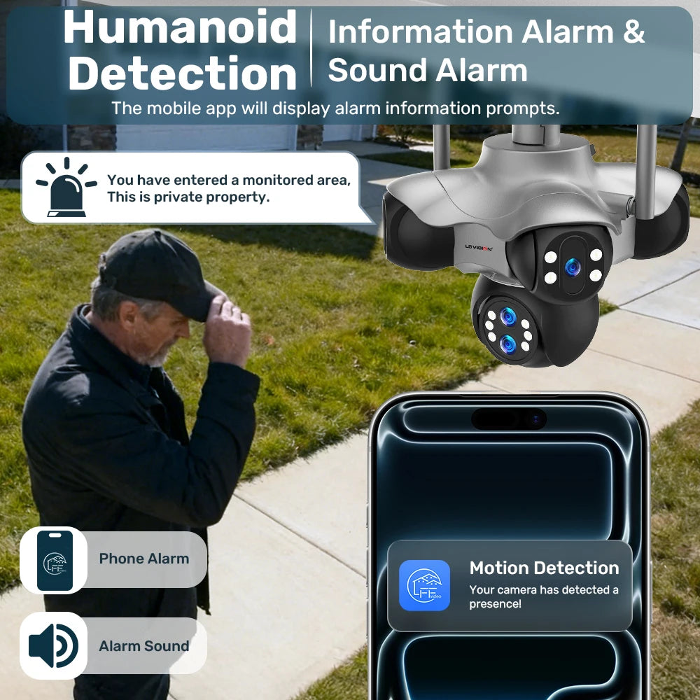 LS VISION 30MP 5 Screens Outdoor WiFi Camera 10X Optical Zoom 5 PTZ Security IP Cam Human Auto Tracking Surveillance CCTV Camera