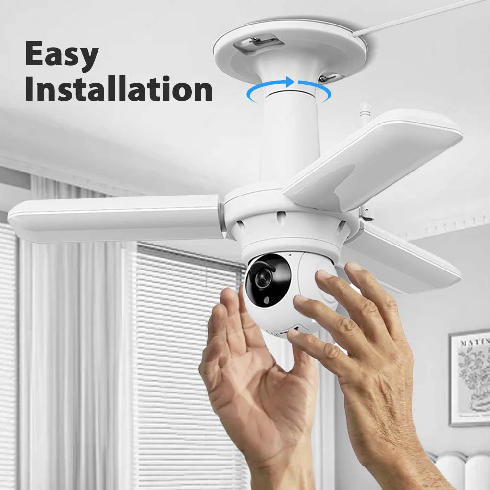 4MP 30W LED Bulb Camera Indoor Wireless WiFi Floodlight Security Camera Detection Tracking Color Night Vision Video Surveillance Cam